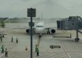 Tradisi Water Salute Sambut Pendaratan Pertama di Bandara Dhoho Kediri