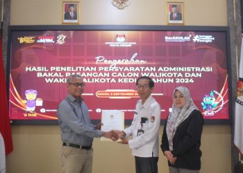 KPU Kota Kediri Serahkan Berita Acara Penelitian Persyaratan Administrasi Pasangan Calon Peserta Pilkada Kota Kediri 2024